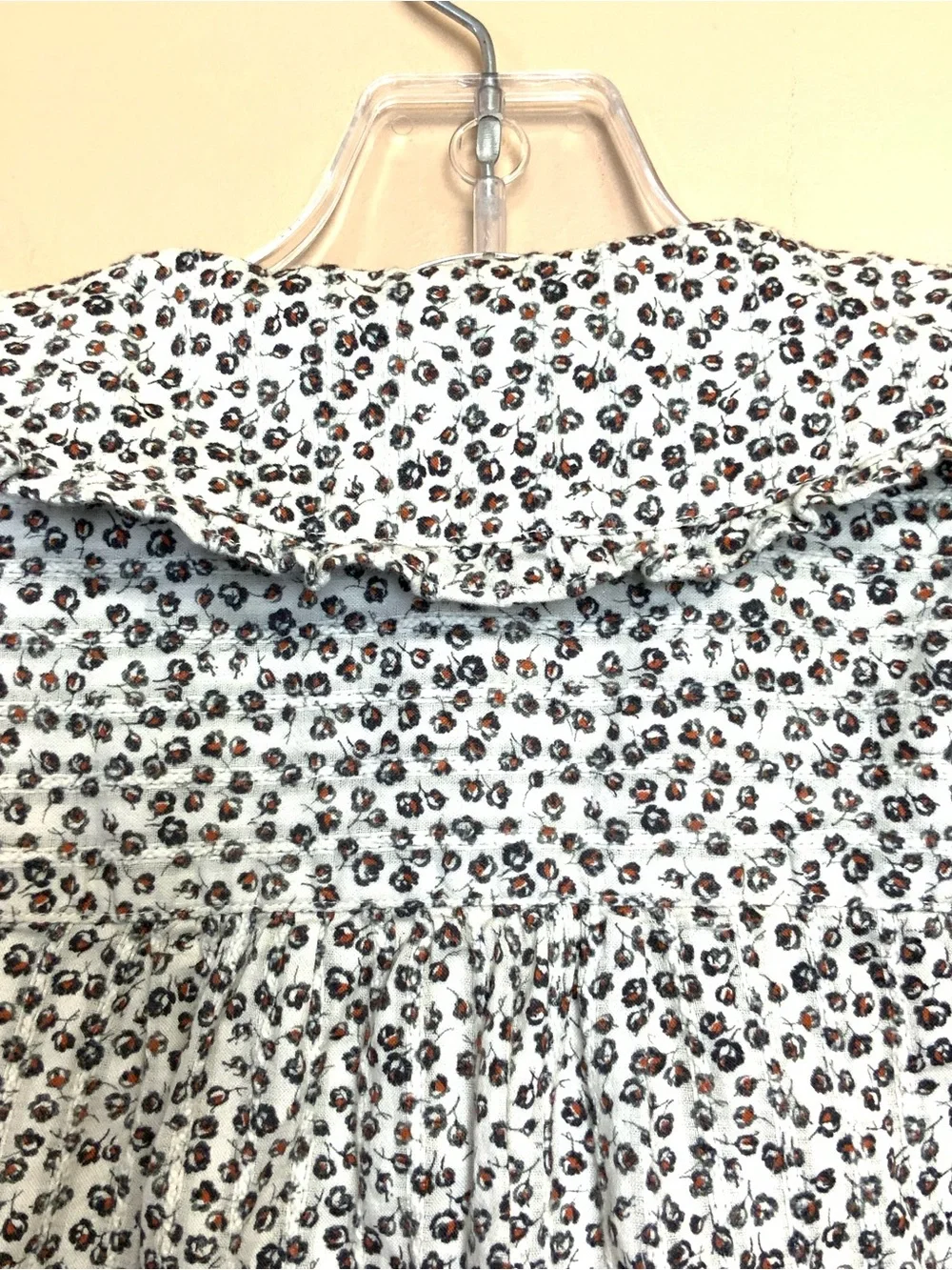 Anthropologie Cream and Black Leopard Print Puff Sleeve Blouse